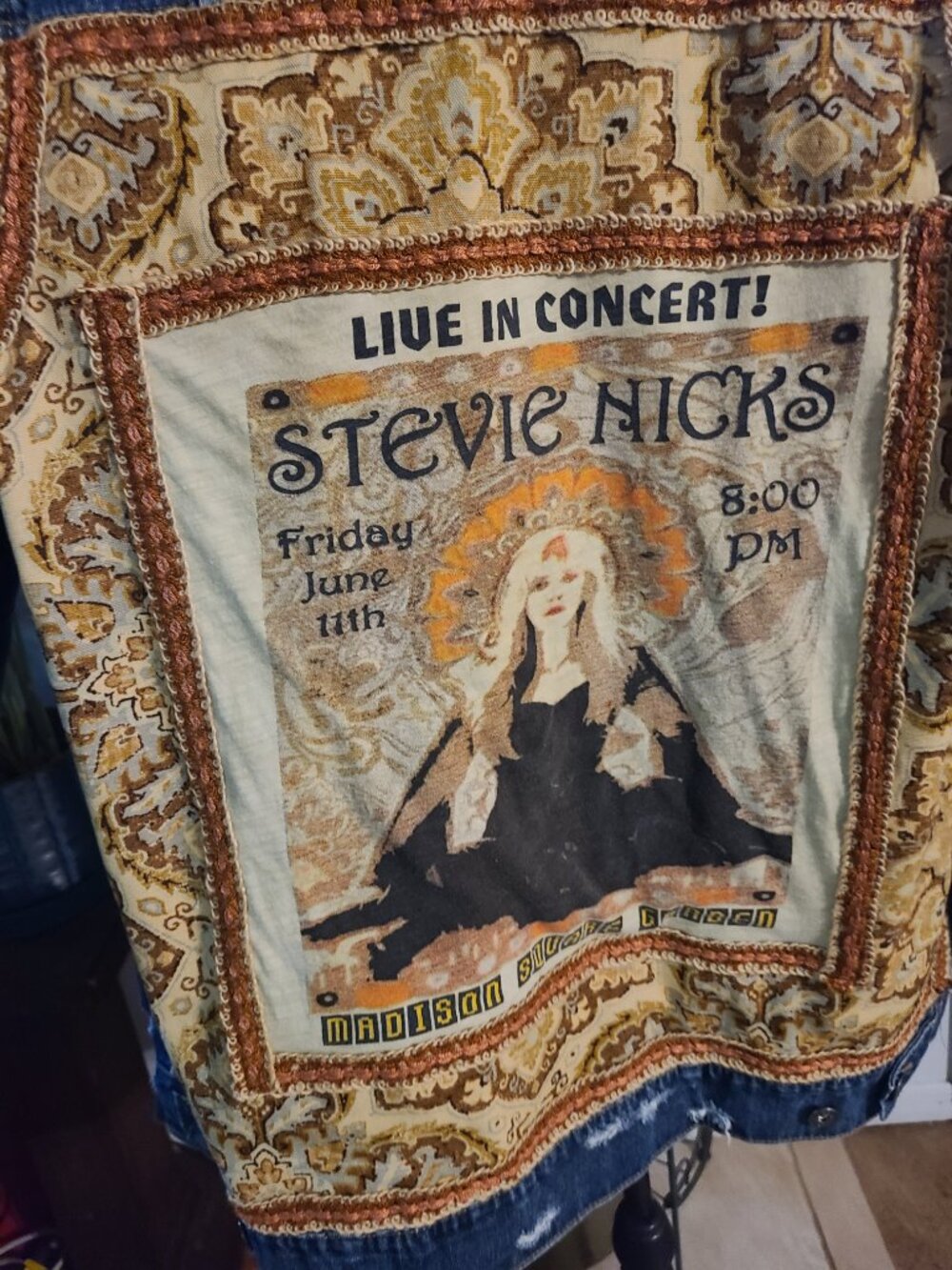 Stevie Nicks Custom Denim Jean Jacket Live Madison Square Garden Fits L & XL - Picture 4 of 14